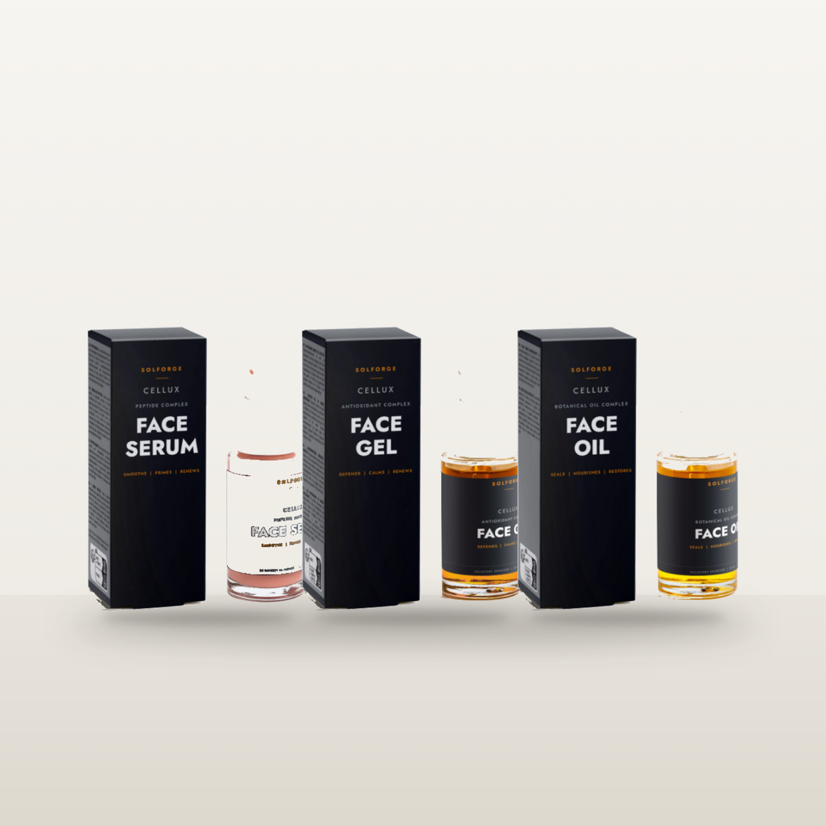Cellux Recovery Protocol bundle - Prime, Shield and Seal together on a shelf
